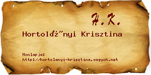 Hortolányi Krisztina névjegykártya